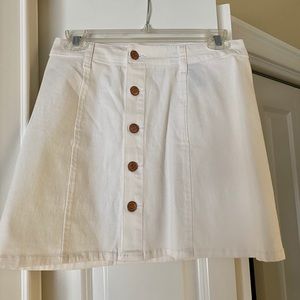 Celebrity pink white denim skirt